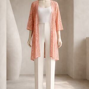 Floral Lace Open Front Summer Sexy Feminine Boho Y2K Cardigan Kimono SZ L